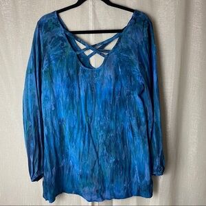 Soft Surroundings Blue Watercolor Boho Blouse~S